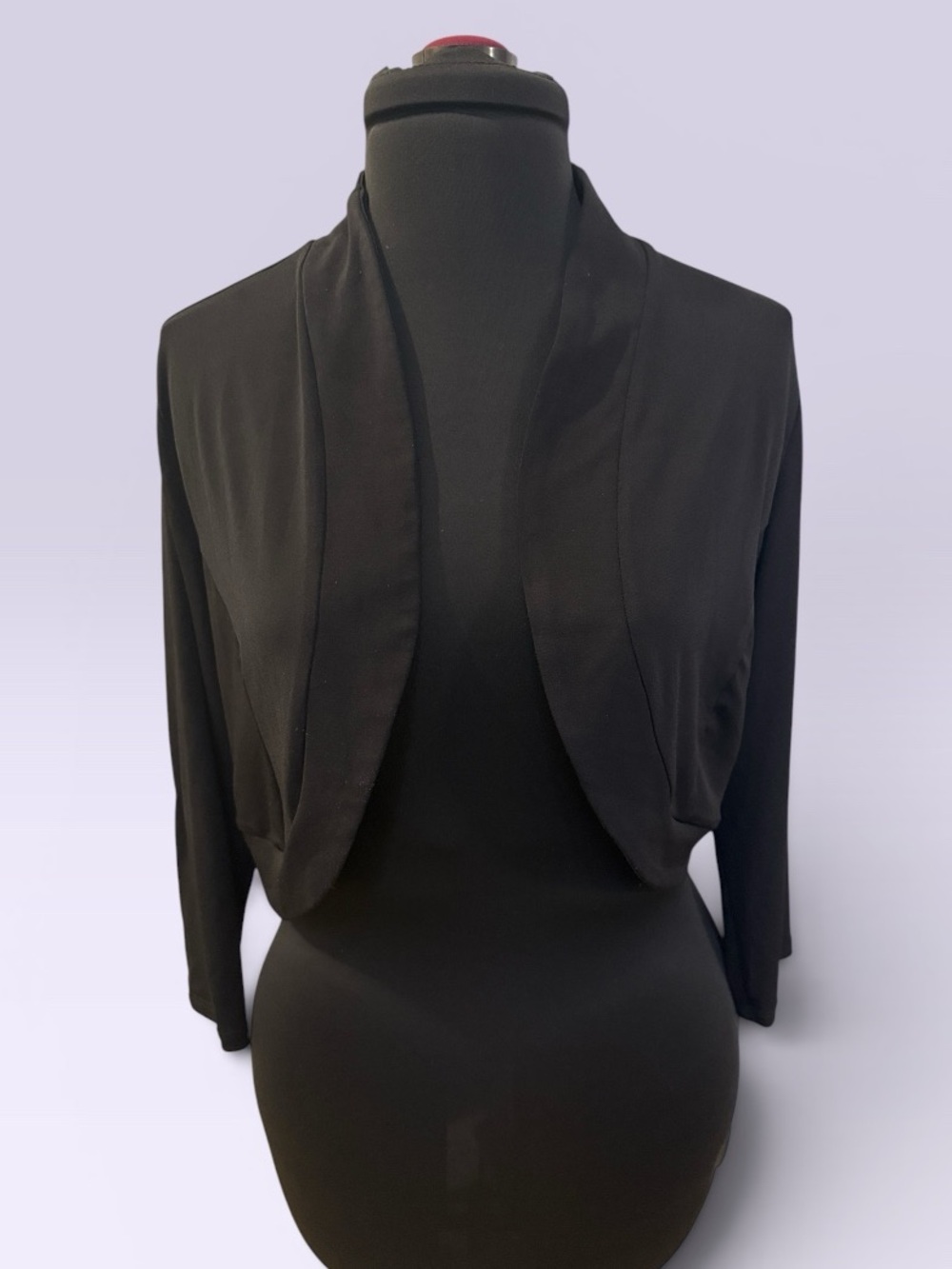 Black Open-Front Cropped Shrug Stretchy